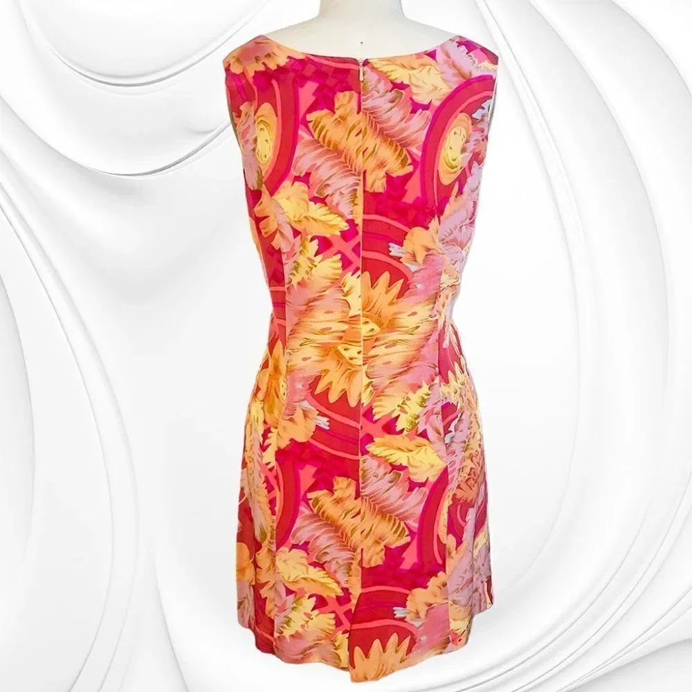 Colorful floral 100% silk sleeveless vacation cruise dress - Picture 2 of 5
